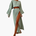 Ensemble Deux Pièces Coordonné avec Jupe Longue Fendue pour Femme