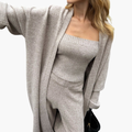 Ensemble Tricot à Trois Pièces avec Bustier, Cardigan Long et Pantalon pour Femmes