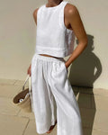Ensemble haut et pantalon pour femme avec poches latérales