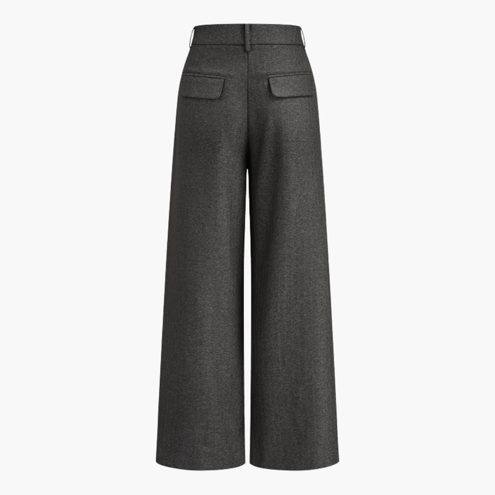 Pantalon Taille Haute avec Fermeture Boutonnée pour Femmes