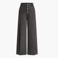 Pantalon Taille Haute avec Fermeture Boutonnée pour Femmes