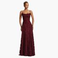 Robe longue en dentelle texturée avec dos ouvert lacé for Women