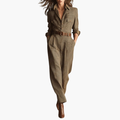Aspect tweed combinaison utilitaire avec ceinture à la taille pour Femmes