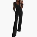 Combinaison Pantalon Large avec Manches Transparentes pour Femme