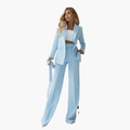 Ensemble Blazer et Pantalon Droit avec Col à Revers pour Femme