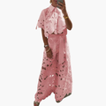 Ensemble Deux Pièces en Dentelle Florale avec Pantalon Large pour Femmes