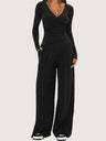 Ensemble coordonné haut et pantalon avec encolure cache-cœur pour Femme