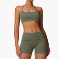 Ensemble de Shorts avec Haut à Col Halter et Taille Haute pour Femmes