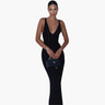Maxi Robe de Soirée en Maille avec Dos Ouvert pour Femmes