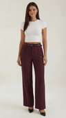 Pantalon Taille Haute à Jambes Larges avec Ceinture Assortie pour Femmes