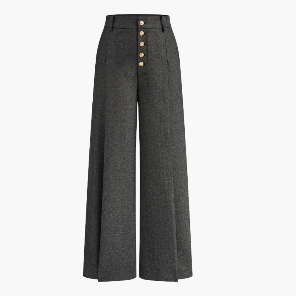 Pantalon Taille Haute avec Fermeture Boutonnée pour Femmes