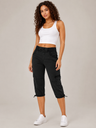 Pantalon cargo capri en coton avec poches à rabat pour femmes