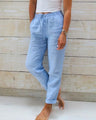 Pantalon large à taille élastiquée à cordon avec doubles bandes latérales pour Femmes