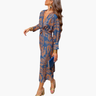 Robe Longue Drapée avec Nœud à la Taille pour Femme