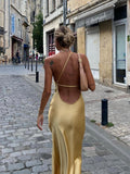 Robe Midi Coupe Asymétrique avec Bretelles Fines pour Femme