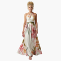 Robe longue fleurie avec encolure dos-nu pour Femme