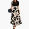 Robe maxi contrastée avec jupe florale à volants pour Femmes